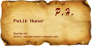 Petik Hunor névjegykártya